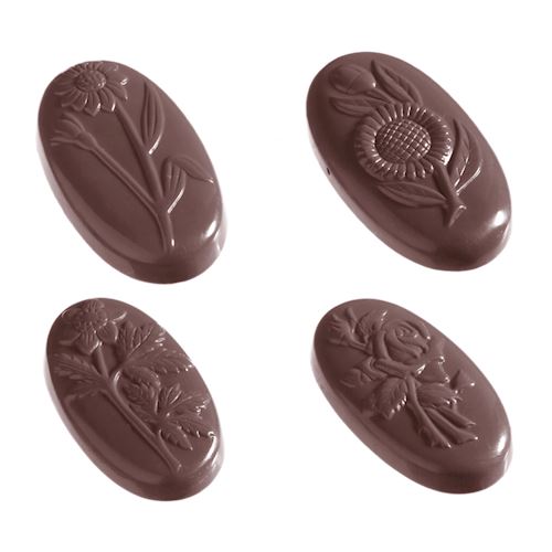 Chocoladevorm bloemkarak ovaal 5 fig.