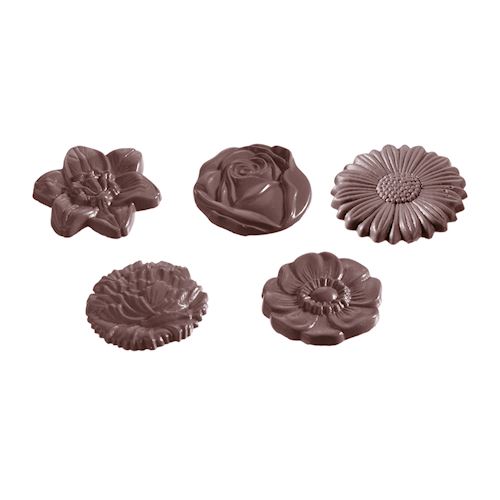 Chocoladevorm bloemkarak rond 5 fig.
