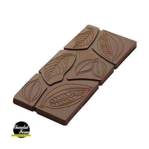 Chocoladevorm tablet 30 gr bladeren en cacaoboon
