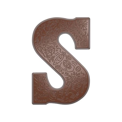 Chocoladevorm letter S met droedels