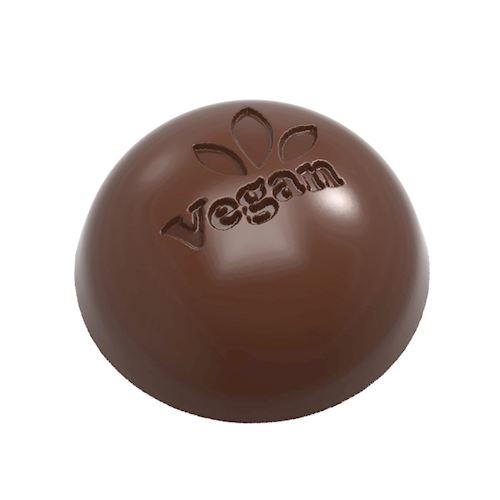 Chocoladevorm halve bol 'Vegan'