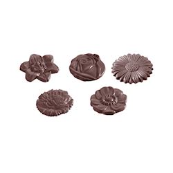 Chocoladevorm bloemkarak rond 5 fig.
